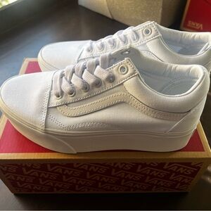 Vans White Canvas Platform Old Skool Stackform NEW